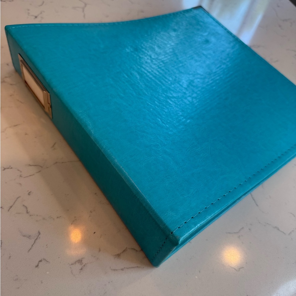 Teal leather scrapbook